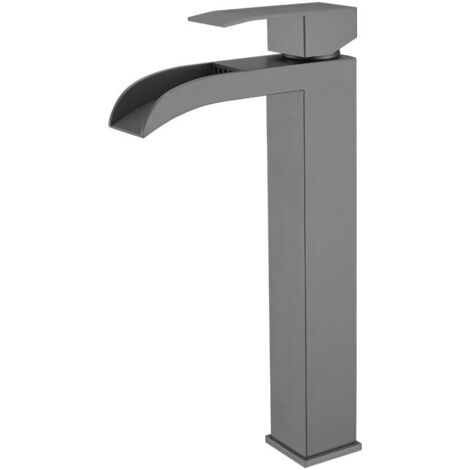 Robinet de lavabo à poser en acier inoxydable 304, revêtement PVD, gris
