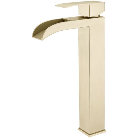 Robinet de lavabo à poser en acier inoxydable 304, revêtement PVD, or brossé