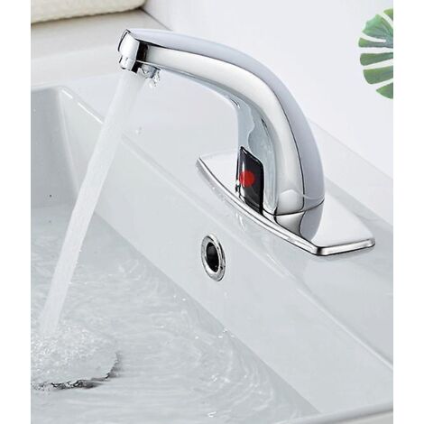 robinet De Lavabo Automatique Sans Contact Avec Couvercle Perfor, Capteur De Courant Continu, Chrome
