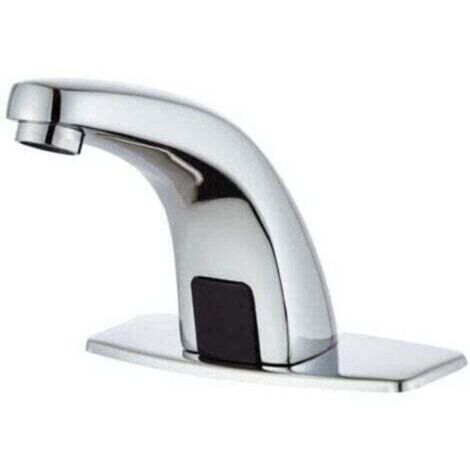 Robinet de lavabo automatique sans contact avec couvercle perforé, capteur de courant continu, chrome