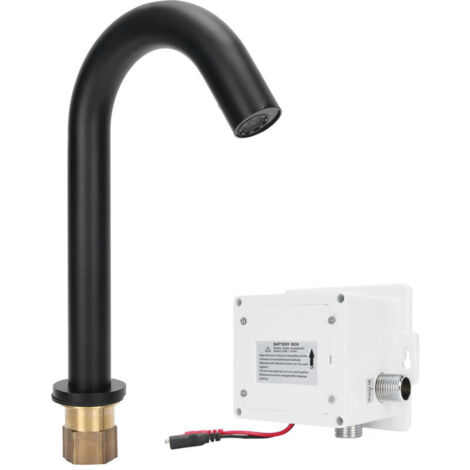 Robinet de lavabo automatique Vertical intelligent en cuivre à capteur noir G1/2, robinet d'évier de cuisine