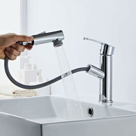 Robinet Salle de Bain Mitigeur Lavabo avec Douchette Extractible 3