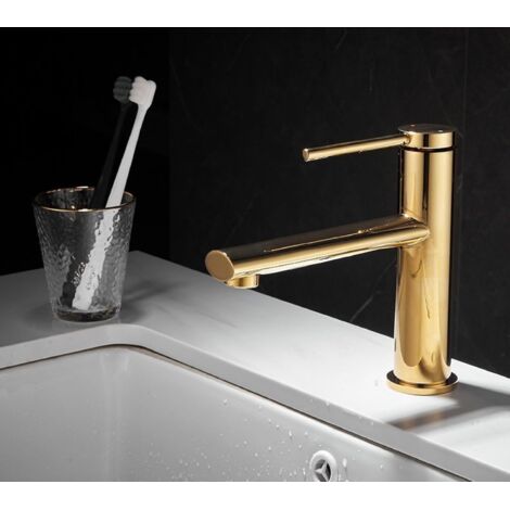 Robinet de lavabo bas en or brossé