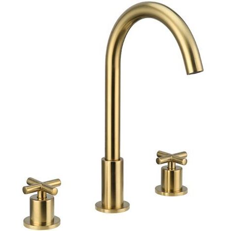 Robinet de lavabo, bassin de comptoir de salle de bain à trois trous divisé chaud et froid robinet de bassin de légumes en cuivre pur