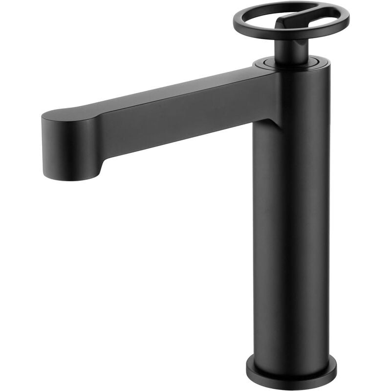 Imex Products - Robinet de lavabo à levier unique en laiton, robinet de salle de bain pour éviers adapté à l'eau chaude/froide couleur noir mat