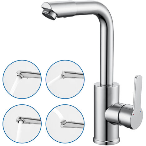 Robinet de Lavabo Bec Pivotant 360° Mitigeur Lavabo Salle de bain, Chaud et froid Réglables