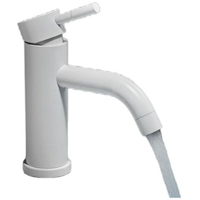 Ahlsen - Robinet de lavabo blanc élégant en acier inoxydable - Bouche incurvée blanche