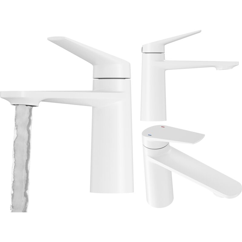 Granitan - robinet de lavabo blanc salle de bain bas robinet sur pied en laiton nave