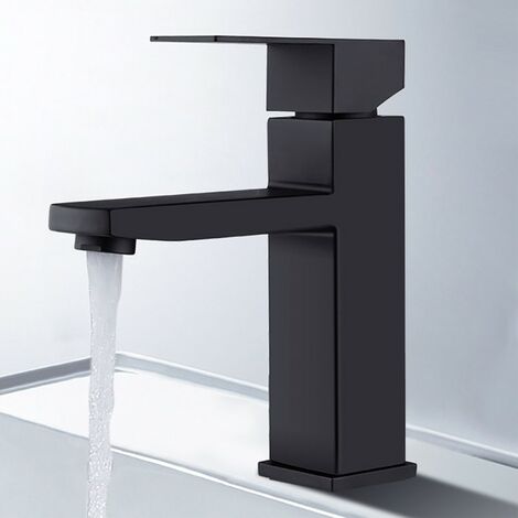 ROSMMEL Robinet de lavabo carré monocommande Noir