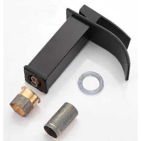 Robinet de lavabo carré noir avec mitigeur eau chaude/eau froide, monotrou, couleur argentée