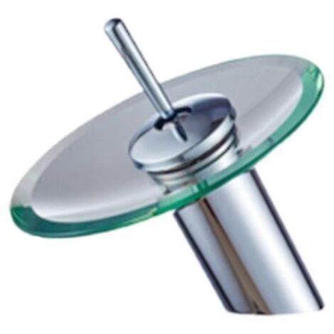 robinet De Lavabo Cascade En Laiton Massif En Verre Mitigeur Monotrou Robinet De Salle De Bain Vier Chaud Et Froid, Nickel Bross