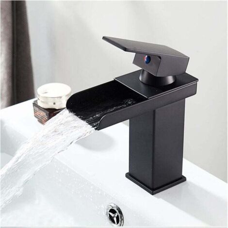 Robinet de lavabo cascade en laiton sans plomb, robinet monotrou pour eau chaude ou froide, robinets d'évier