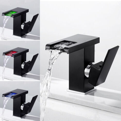 Robinet de lavabo cascade LED RGB Robinet de salle de bain Lavabo Mitigeur monocommande