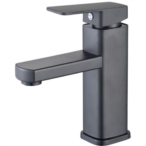 Robinet de lavabo cascade noir, mitigeur de lavabo haut, robinets à bec carré en laiton, eau chaude et froide disponibles