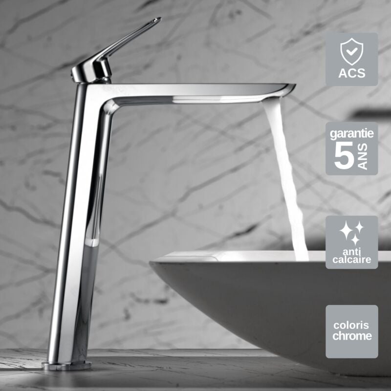 Robinet mitigeur de Lavabo anti-calcaire haut Chrome IMEX BELGICA BDZ044-3