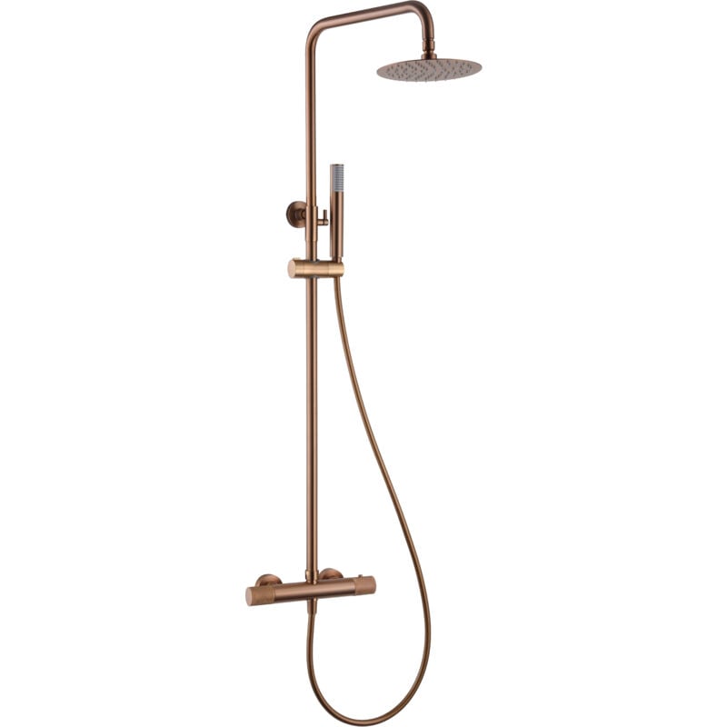 Ensemble de barre de douche thermostatique extensible - Colonne de douche avec pulvérisateur, poignée de douche, pomme de douche or rose brossé