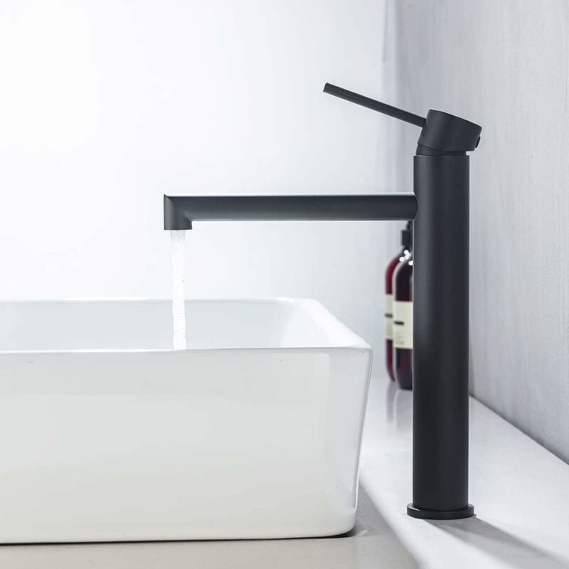ZVD - Robinet de Lavabo de Comptoir - Robinet de Lavabo en Acier Inoxydable - Aérateur Remplaçable - Noir