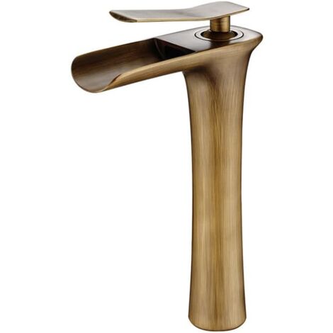 Robinet de lavabo de luxe en laiton, montage sur plage, mitigeur à poignée unique pour eau chaude et froide, Balcon de bassin de comptoir Balcon