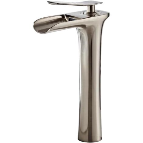 Robinet de lavabo de luxe en laiton, montage sur plage, mitigeur à poignée unique pour eau chaude et froide, de bassin de comptoir Balcon Robinet gris