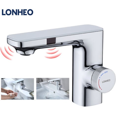 LONHEO Robinet de lavabo de salle de bain à capteur avec électronique infrarouge, robinet de lavabo automatique pour lavabo à main