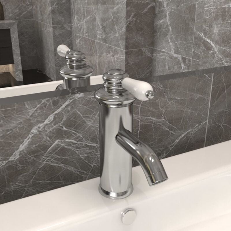 Robinet de lavabo de salle de bain Argenté 130x180 mm vidaXL