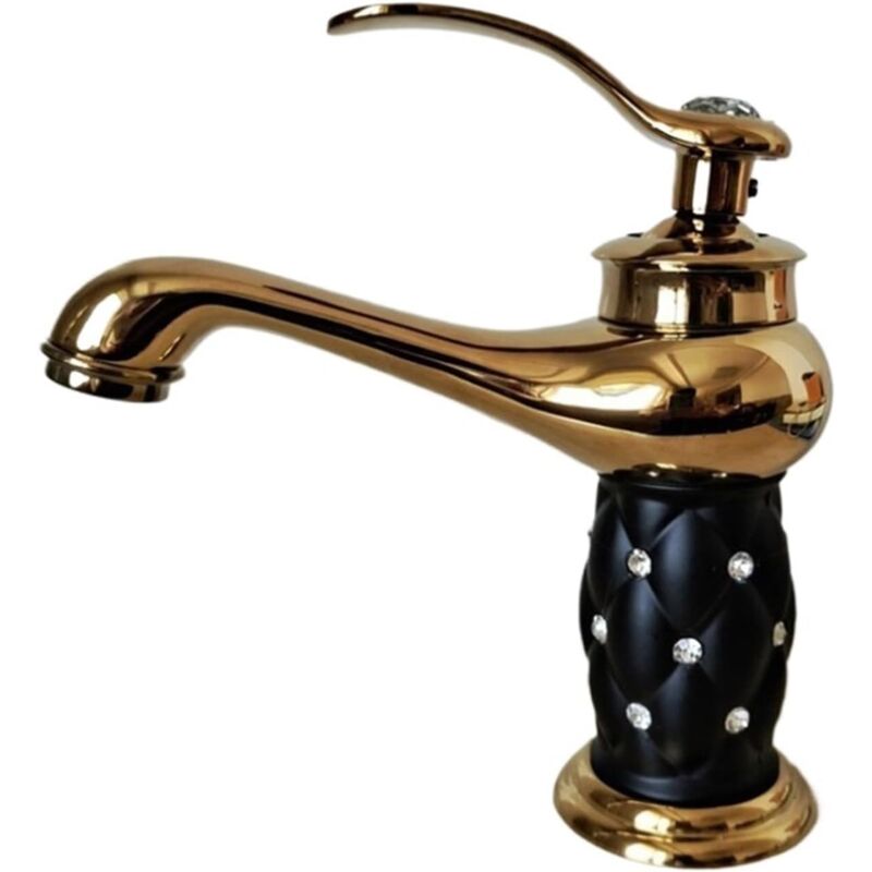 Coocheer - Robinet de lavabo de salle de bain de luxe en laiton, robinet de lavabo, robinet à poignée en diamant, robinet mélangeur pour baignoire