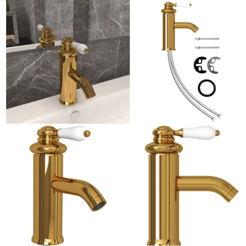 Robinet de lavabo de salle de bain Doré 130x180 mm - Robinet De Lavabo - Robinet Salle De Bain - Robinet Doré - Robinet Mitigeur - Robineterie - Home