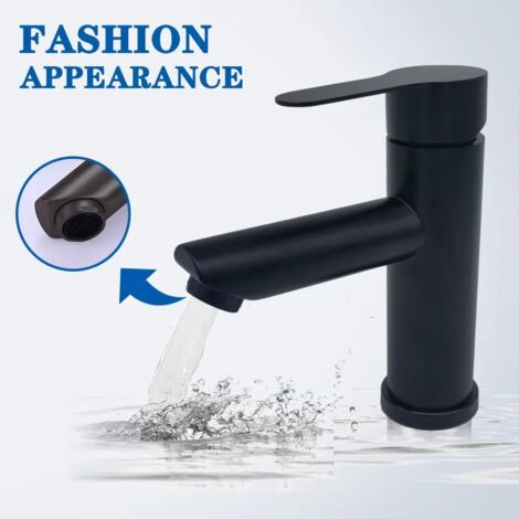 Robinet de lavabo de salle de bain en acier inoxydable 304, robinet mélangeur eau chaude froide à une poignée, installation facile pour salle de bain