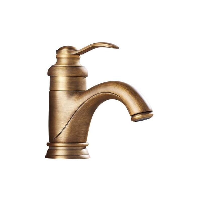 SNQ - Robinet de lavabo de salle de bain en laiton antique, robinet mitigeur - monotrou à poignée unique