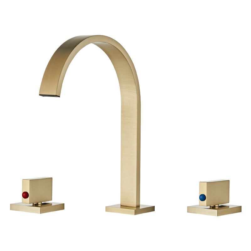 Gotrays - Robinet De Lavabo De Salle De Bains Trois Pièces Robinets De Mélangeur D'Eau Chaude Et Froide Contemporain Doux Effluent Installation De