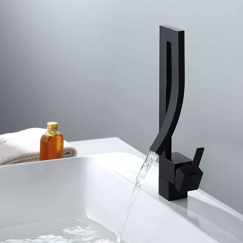 Trimec - Robinet de lavabo de salle de bain monotrou Robinet de salle de bain noir pour éviers Design créatif moderne Poignée à levier unique Lavabos