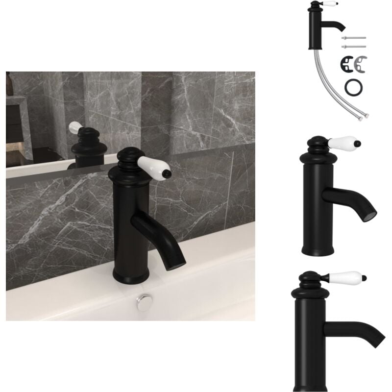 Vidaxl - Robinet de lavabo de salle de bain Noir 130x180 mm - Robinet De Lavabo - Robinet Salle De Bain - Robinet Noir - Robinet Mitigeur - Robinet