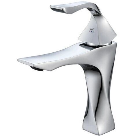 Robinet de lavabo de salle de bain noir/chromé, mitigeur haut/court en laiton pour eau chaude et froide, levier unique/chromé court