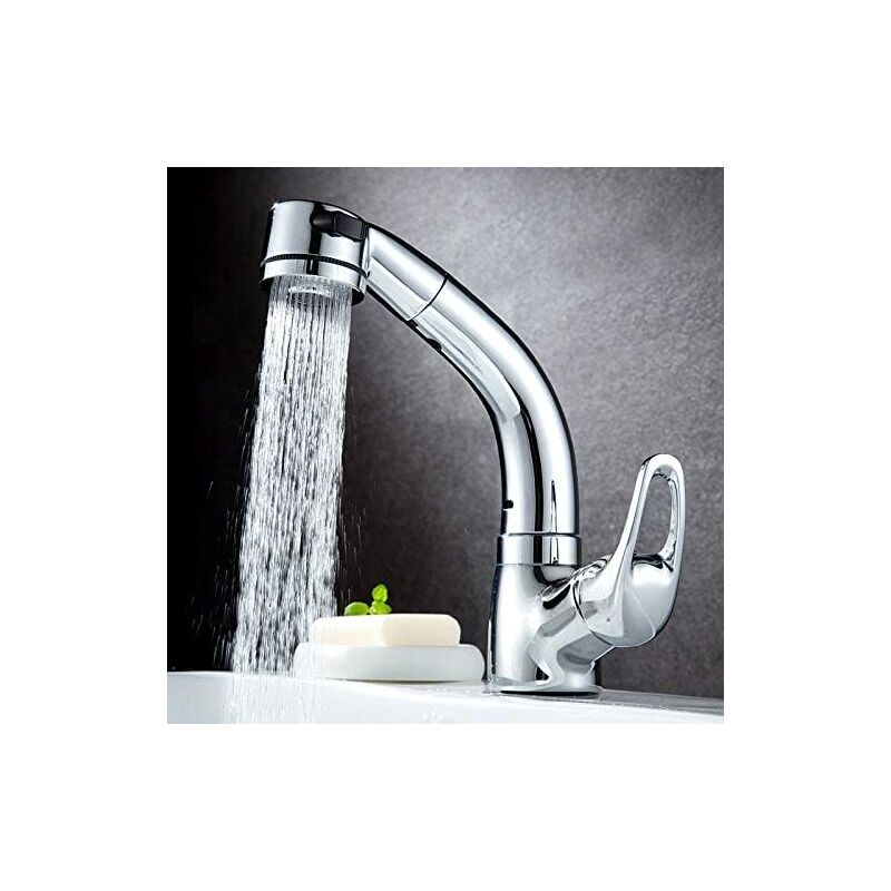 Robinet de lavabo de Salle de Bain Robinet de lavabo de Salle de Bain Rotation à 360 degrés Évier Coulissant monté sur Le Pont Mitigeur d'eau Froide