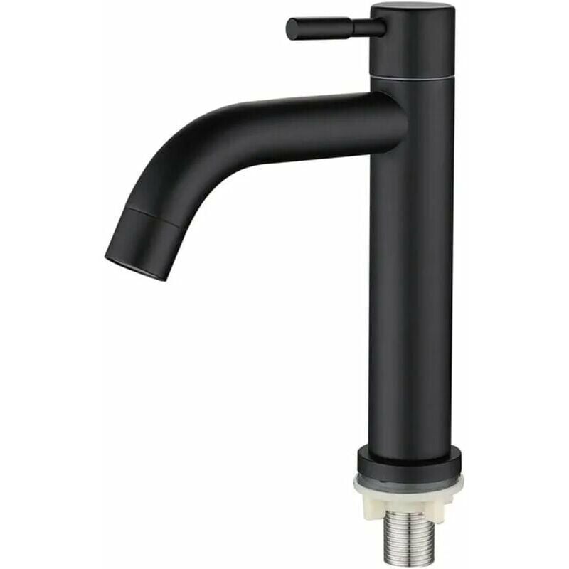 Robinet de lavabo de Salle de Bain, Robinet de lavabo Simple en Acier Inoxydable, Design rétro élégant, Noir Mat Noir Mat pour Salle de Bain,