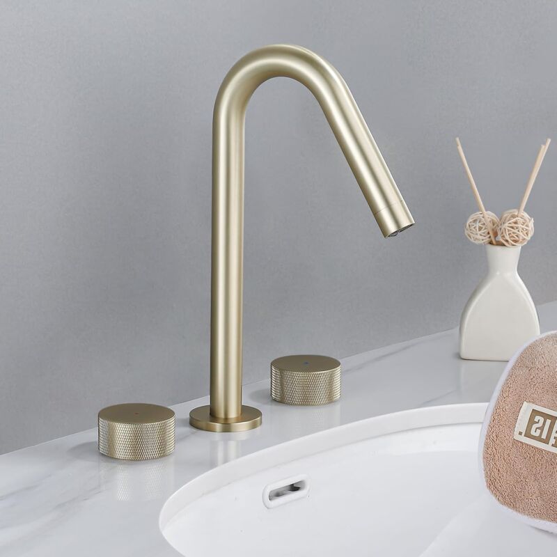 Sunxury - Robinet de lavabo de salle de bain, robinet de salle de bain en laiton de 8 à 16 pouces, 2 poignées, robinet de salle de bain moderne