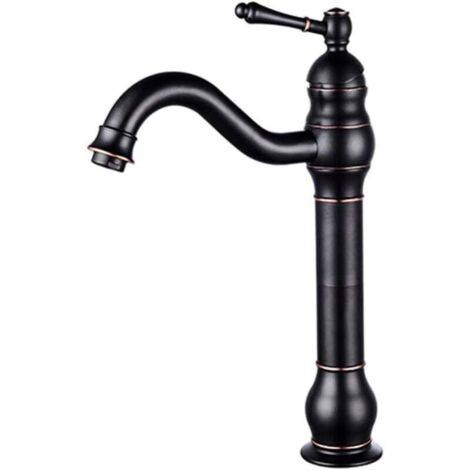 Robinet de lavabo de salle de bain, robinet de salle de bain, robinet de lavabo en finition bronze, robinet d'eau à poignée unique en laiton, robinet mélangeur monté sur le pont pour lavabo suspendu