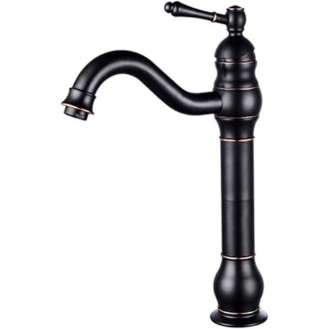 Robinet de lavabo de salle de bain, robinet de salle de bain, robinet de lavabo en finition bronze, robinet d'eau à poignée unique en laiton, robinet mélangeur monté sur le pont pour lavabo suspendu I