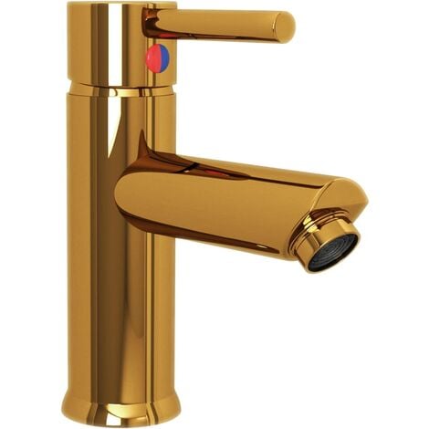 Robinet de lavabo de salle de bain robinet d'évier mitigeur de salle de bain mitigeur de salle d'eau maison intérieur 17,6 cm doré - Or