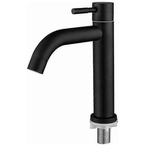 Robinet de lavabo de salle de bain, Triomphe, robinet simple en acier inoxydable, design rétro élégant, noir mat, pour salle de bain