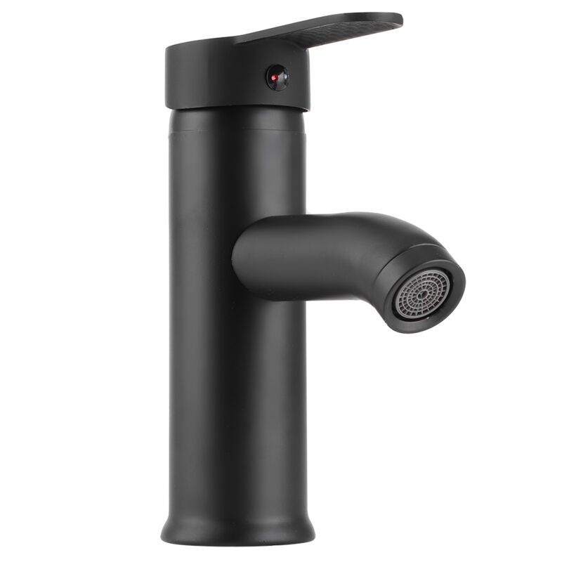 Robinet de lavabo de salle de bains en acier inoxydable, robinet de lavabo d'eau chaude et froide, robinet de Type bas noir