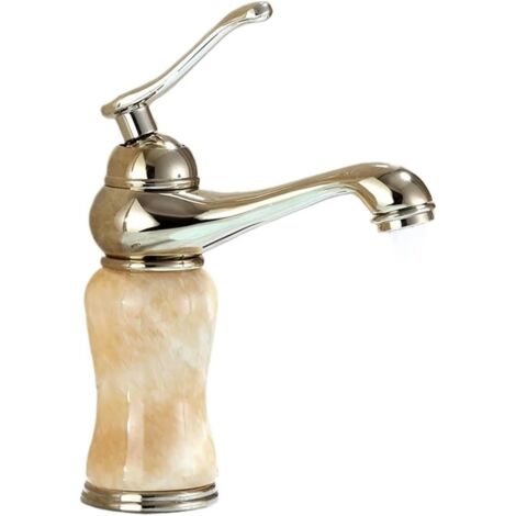 Robinet de lavabo de style ancien, eau chaude et froide, base en topaze, poignée dorée, tuyau d'arrivée d'eau non inclus.