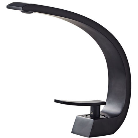 Robinet de lavabo domestique en forme de lune, robinet simple électroplaqué pour eau chaude et froide, robinet monotrou.