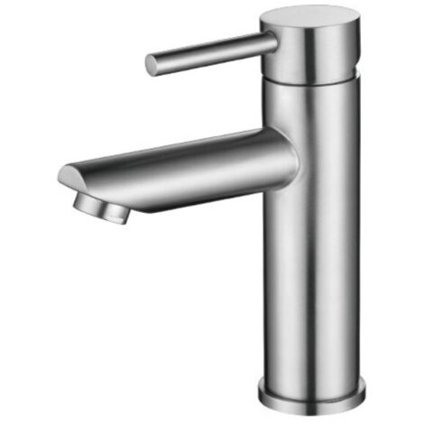 Robinet de Lavabo Droit 45° en Acier Inoxydable Sans Flexible pour Eau Chaude et Froide Salle de Bain