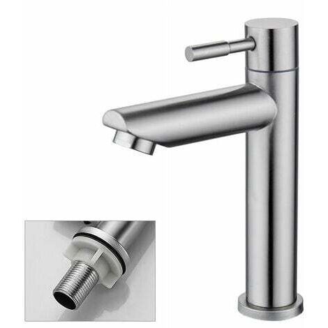 Robinet de lavabo eau froide – Finition chromée en cuivre – Cartouche céramique – Mousseur démontable pour nettoyage facile