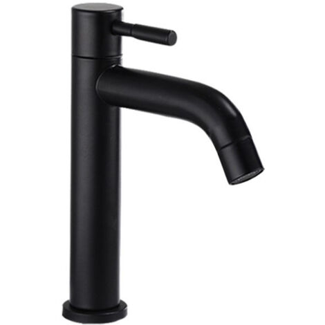 Robinet de lavabo en acier inoxydable 304, robinet de lavabo à poignée unique, robinet d'eau froide simple - noir