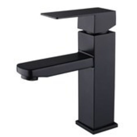 Robinet de lavabo en acier inoxydable noir mitigeur eau chaude et froide robinet de lavabo carré à un trou