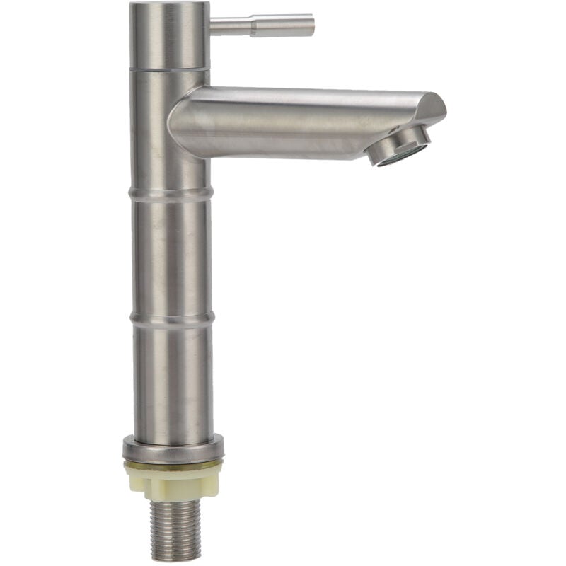 Robinet de lavabo en acier inoxydable, robinet de lavabo d'eau froide en forme de bambou, robinet de salle de bains brossé