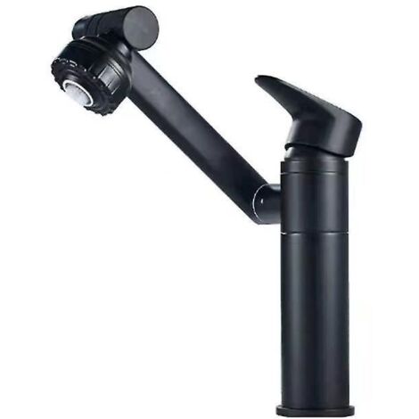 robinet De Lavabo En Acier Inoxydable Robinet D'eau Chaude Et Froide Multifonctionnel Rotatif Universel, Peinture Noire