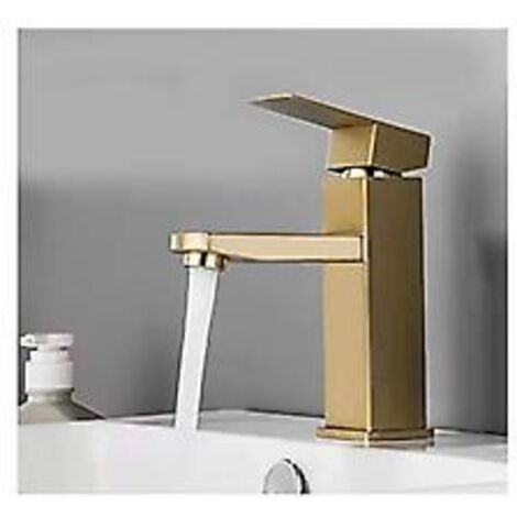 Robinet de lavabo en acier inoxydable SUS 304, finition or brossé, flexibles inclus.